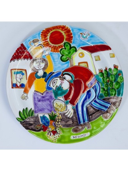 Circular Plate DS 25 cm Feeding the Rooster PT25DS-13