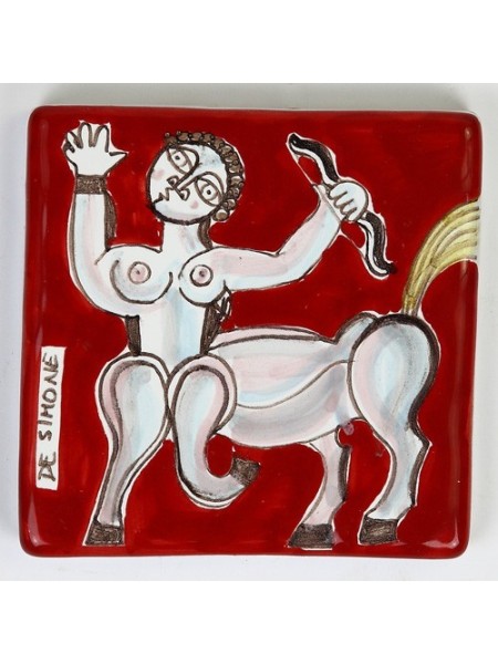 Decorative tile zodiac sign Sagittarius sicilian ceramic de simone pottery
