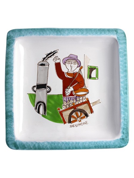 Piatto Quadrato Folk PQFK-2 Cottura delle Castagne