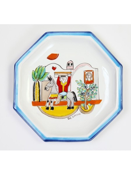 Octagonal Plate Folk POTFK-5 Man on donkey