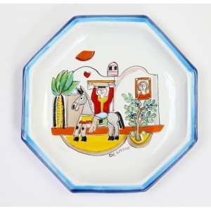 Piatto Ottagonale Folk POTFK-5 Uomo sull'asino