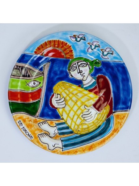 Piatto Tondo DS 18 cm Pescatore con Rete PT18DS-29