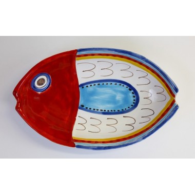 Handmade sicilian ceramic Fish Plate PTPE2 de simone pottery