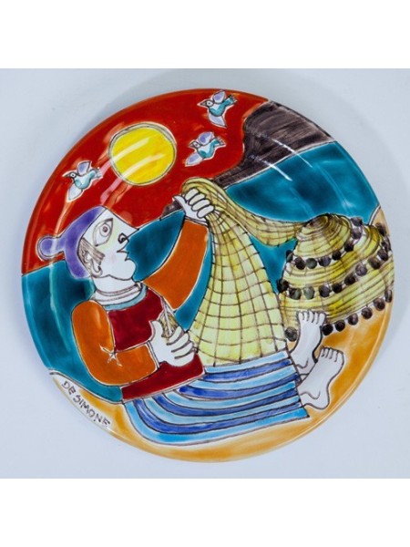 Circual Plate DS 18 cm fisherman de simone pottery PT18DS-15