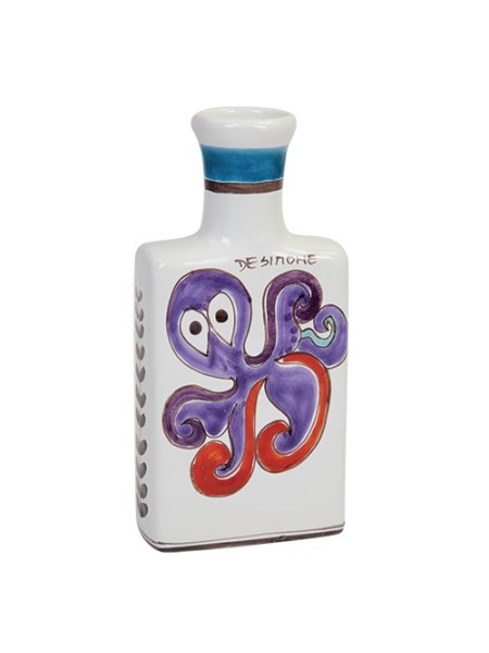 Bottiglia artigianale argilla bianca polpo ceramiche siciliane de simone Folk BT717RFK