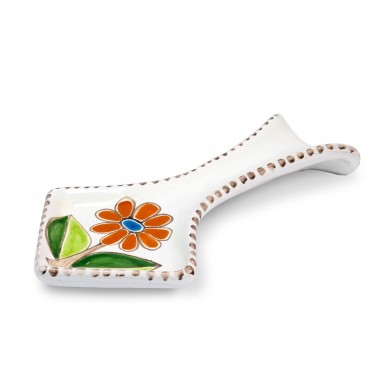 Sicilian ceramic handmade Spoon Rest Folk daisy De Simone Pottery PMS5FK