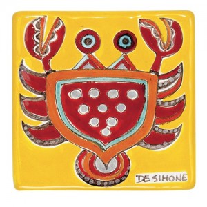 Decorative tile zodiac sign Cancer Crab sicilian ceramic de simone pottery