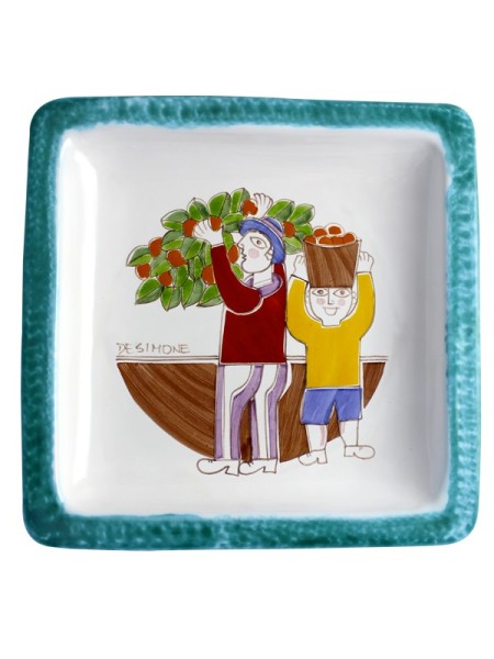 Square plate Folk PQFK-9 Orange Harvest