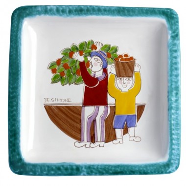 Piatto quadrato Folk PQFK-9 Raccolta delle Arance