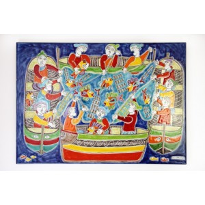 Pannello in pietra lavica siciliana de simone La Mattanza PI416PL