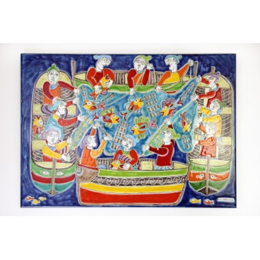 Pannello in pietra lavica siciliana de simone La Mattanza PI416PL