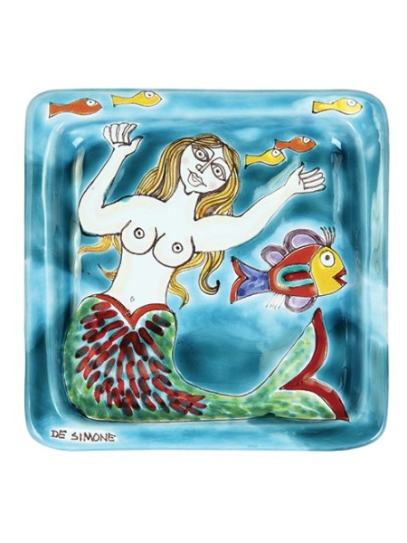 Piatto Quadrato sirena ceramiche de simone 20x20 DS 16