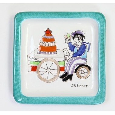 Piatto Quadrato Folk Venditore di Gelati PQFK-10