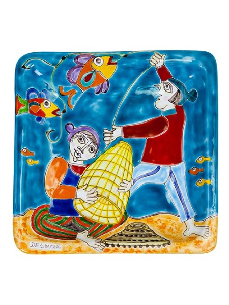 Piatto Quadrato 24x24 DS 32 Pescatori con rete