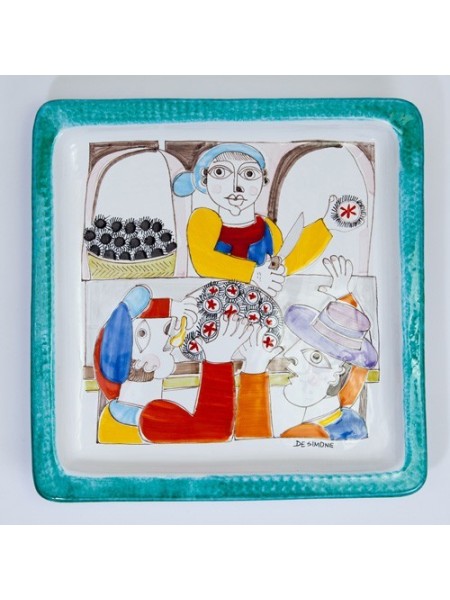 Piatto quadrato Folk Ricci di Mare PQ37FK