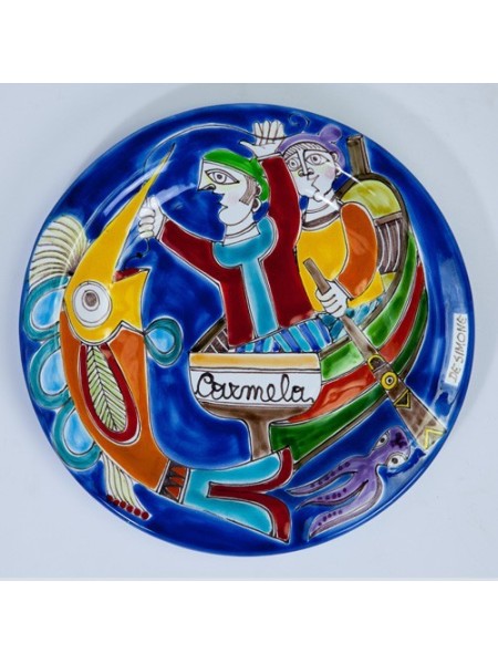 Circular Plate DS 25 cm Swordfish fishing PT25DS-02