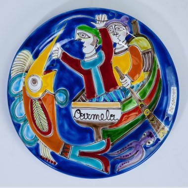 Circular Plate DS 25 cm Swordfish fishing PT25DS-02