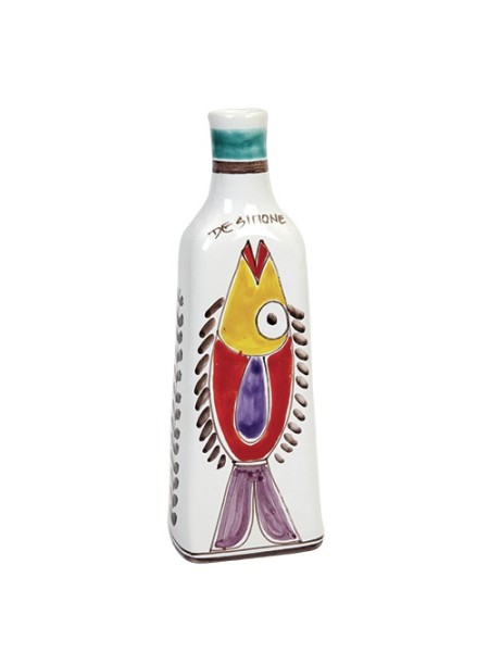 White Clay handmade sicilian Bottle Folk Fish BT717CFK