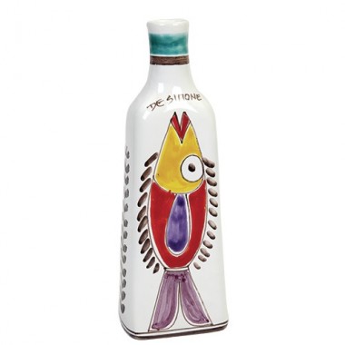 White Clay handmade sicilian Bottle Folk Fish BT717CFK